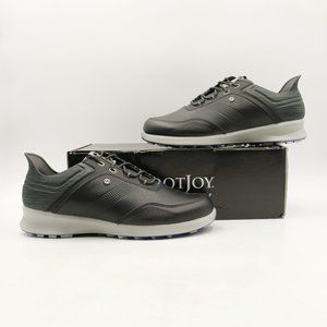 New in Blemished Box FootJoy Stratos Men's Golf Shoes in Black/Charcoal/Blue Jay